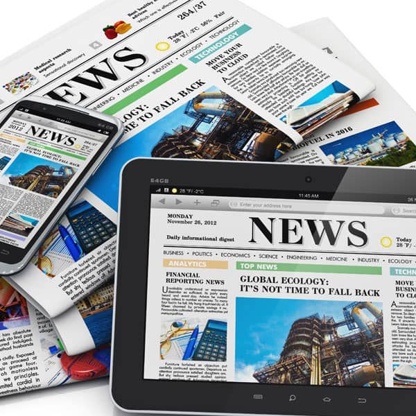 News being read on different devices